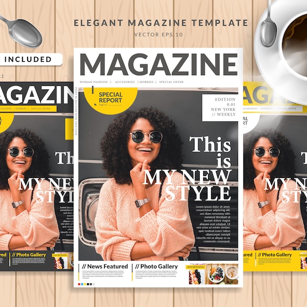 Magazine Cover Template in Elegant Style