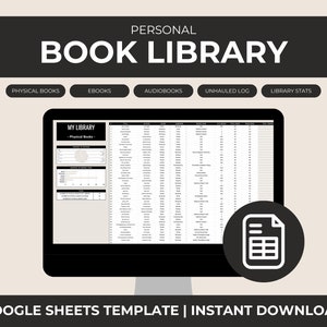 Personal Library Spreadsheet, Library Tracker Sheet, Google Sheets Template, Reading Tracker, Digital Reading Planner, Book Lover Sheet
