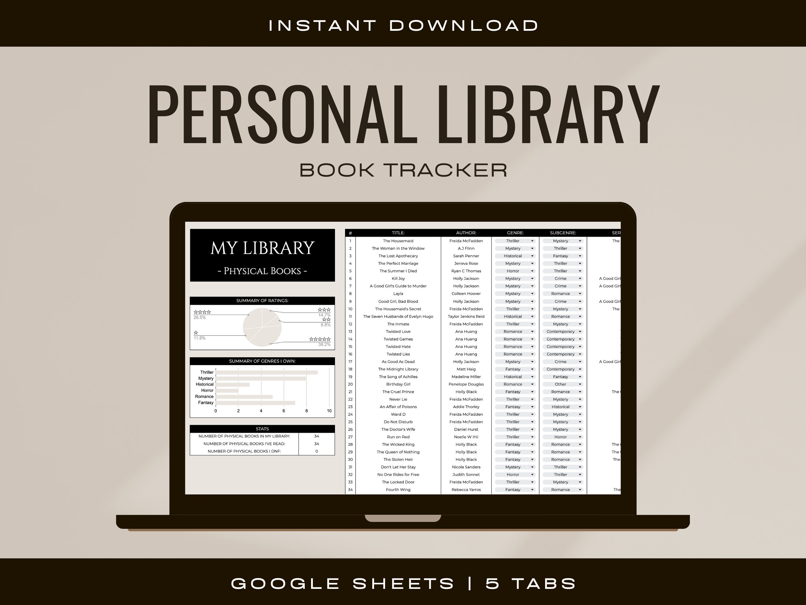 Personal Library Spreadsheet Library Tracker Sheet Google Sheets