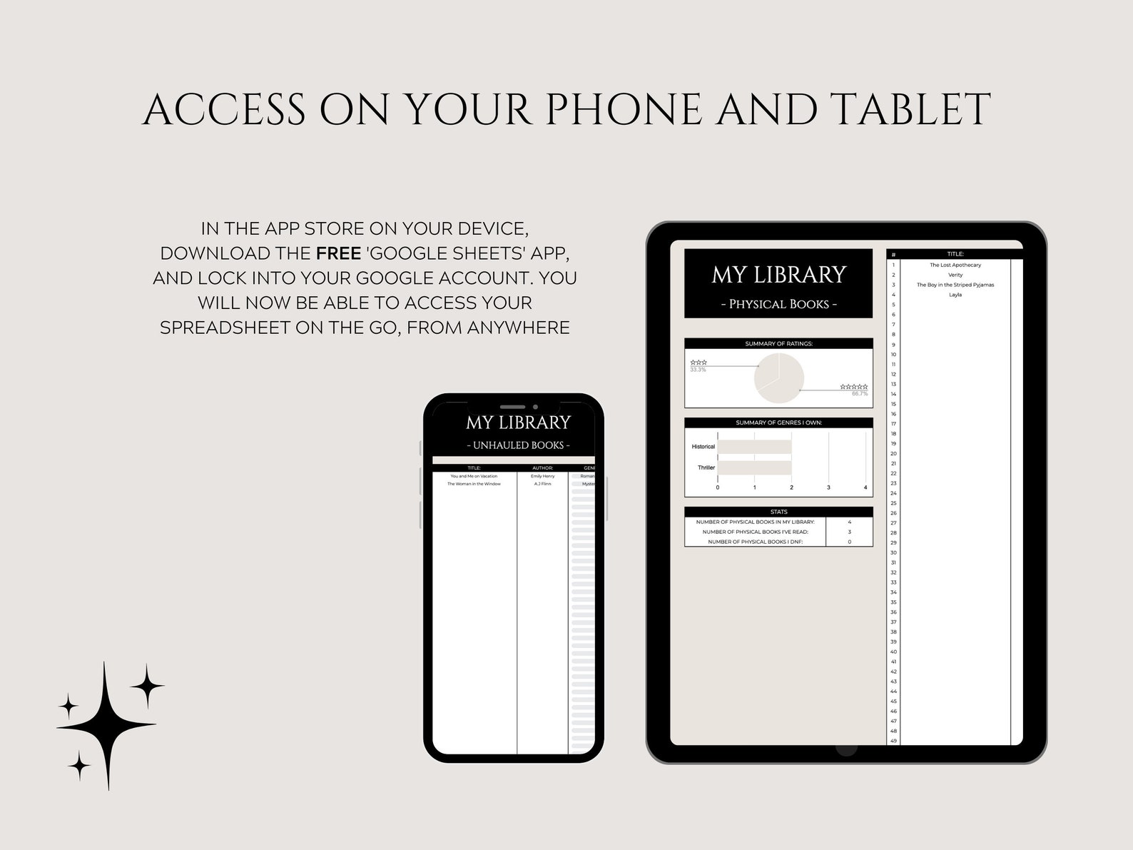 Personal Library Spreadsheet Library Tracker Sheet Google Etsy