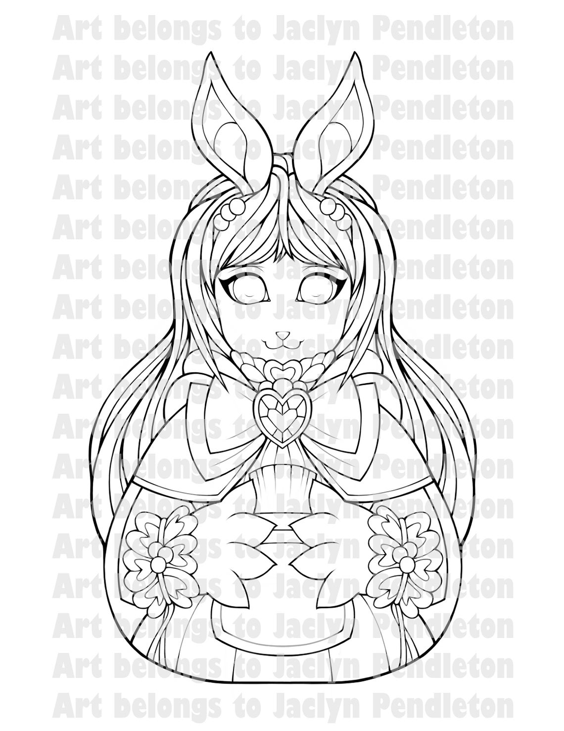 Printable PDF Coloring Page: Bunny Girl Line Art Digital - Etsy