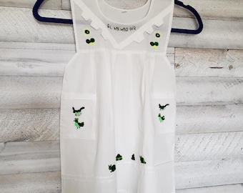 El Salvador Girls Embroidered Cotton Dress, La Palma Style Birds, Size 4