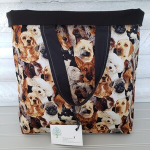 Dog Lovers 100% Cotton Reusable LINED Cloth Shopping Bag, Fabric Market Bag, Reusable Store Bag, Reusable Gift Bag, Washable, Sustainable