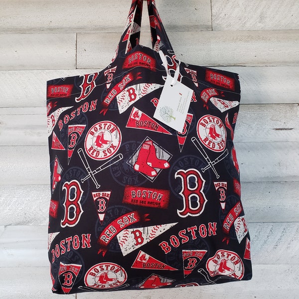 Boston Red Sox Reusable Cloth Shopping Tote Bag & Sunglasses Case, Red Sox Fan Gifts, Reusable Store Bag, Sustainable Shopping Gift Bag