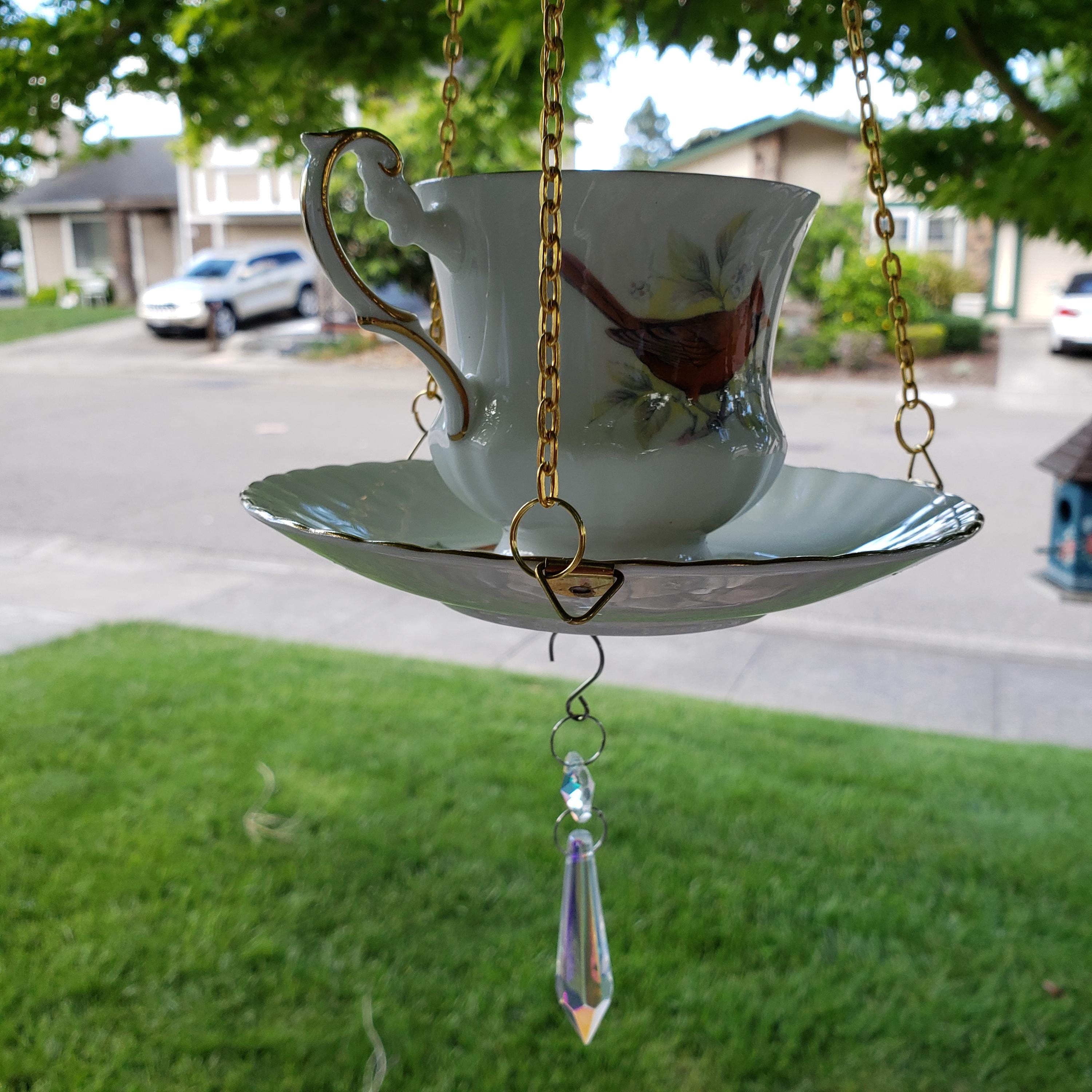 Cardinal Teacup Bird Feeder Hanging Garden Decor Vintage Cup Gift - Etsy