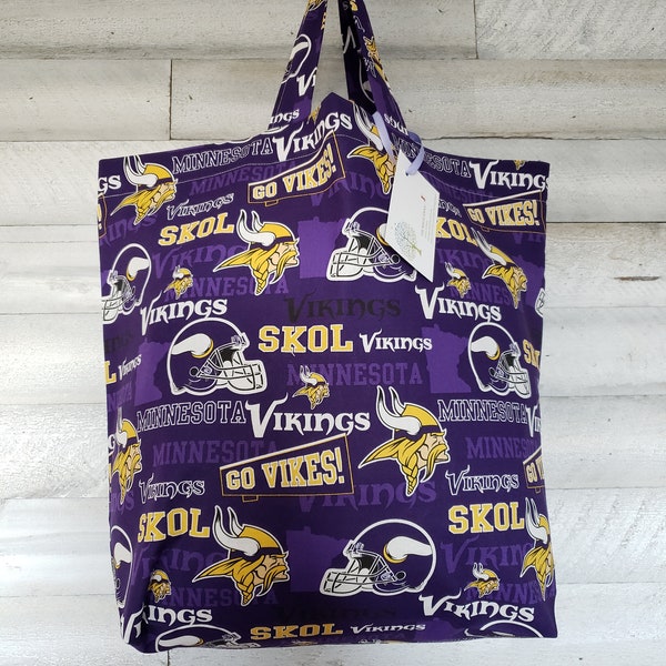 Minnesota Vikings Reusable Cloth Shopping Tote Bag, Fabric Market Bag, Reusable Store Bag, Shopping Gift Bag, Grocery Tote Bag