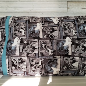 Wolf Winter Moon Flannel Pillowcase: Handmade Standard Size