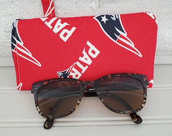 Étui à lunettes de soleil New England Patriots, étui à lunettes fait main, cadeau pour les fans de football américain