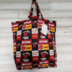 Miami Heat Basketball Reusable Cloth Shopping Tote Bag, Miami Heat Fans Gift, Miami Heat Dads Gift, Miami Heat Gym Bag Miami Heat Fabric Bag