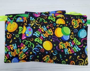 Handmade Reusable Birthday Gift Bags Set of 2 | Fabric Drawstring| Eco Friendly