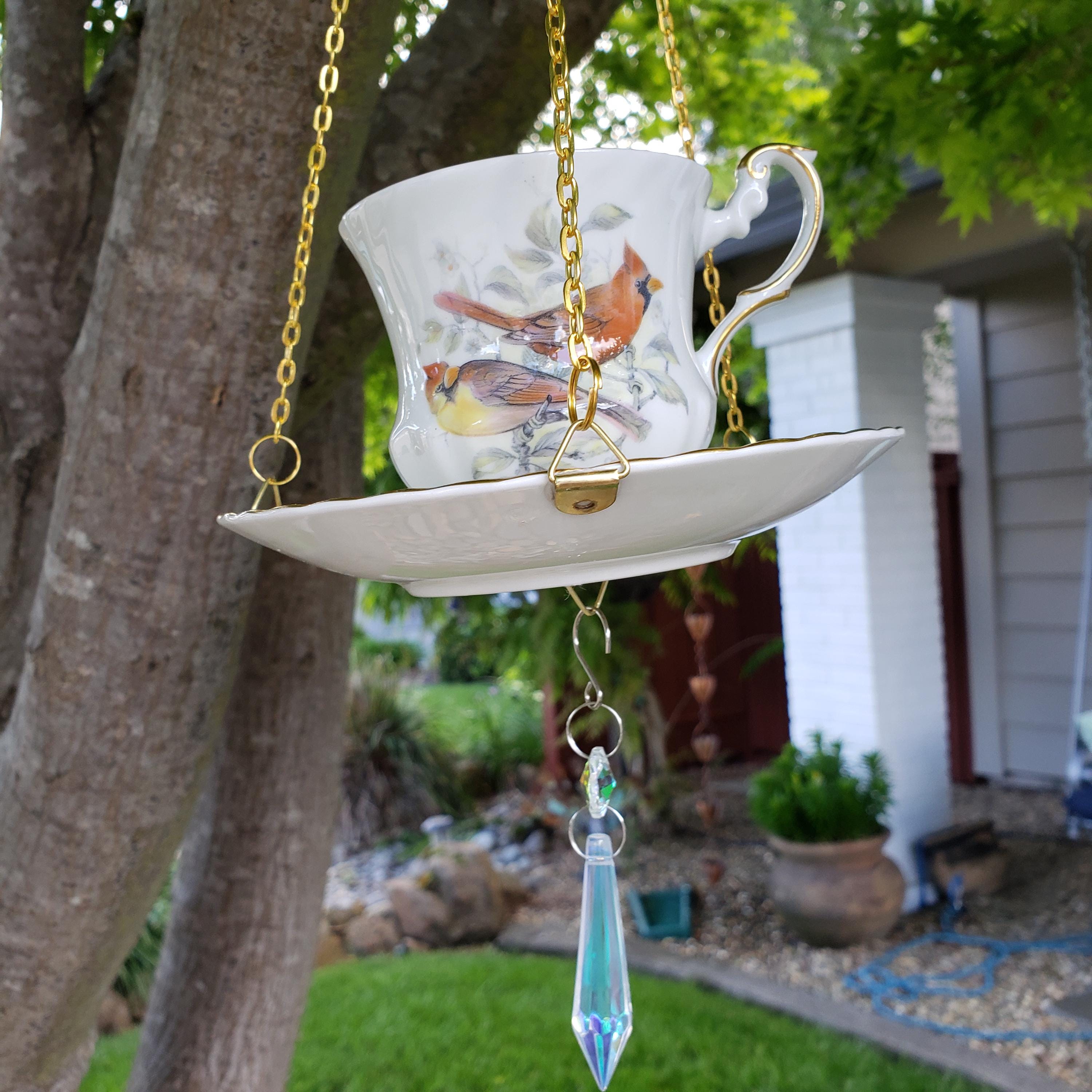Cardinal Teacup Bird Feeder Hanging Garden Decor Vintage Cup Gift - Etsy