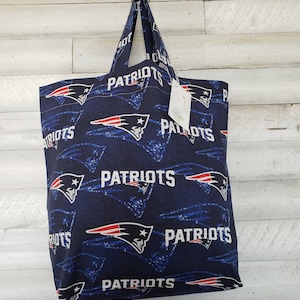 New England Patriots Football Team Reusable Fabric Shopping Tote Bag, Patriot Dad Gift, Patriots Fan Bag, Patriots Sunglasses Case Accessory