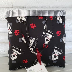 Puppy Dog Reusable Cloth Shopping Tote Bag, Fabric Market Bag, Reusable Store Bag, Reusable Gift Bag, Dog Walk Companion Tote - Washable