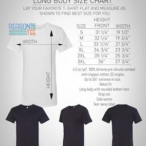 May include: A white long-sleeve t-shirt with a size chart showing measurements in inches. The chart includes sizes S, M, L, XL, 2XL, and 3XL. The text "Bella + Canvas 3006" is at the top of the chart. The text "Long Body Size Chart" is below the brand name. The text "Lay your favorite t-shirt flat and measure as shown to find best size for you." is below the chart title.