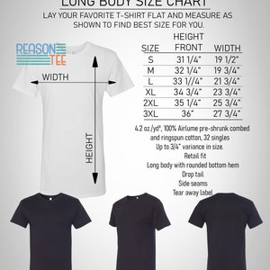 May include: A white long-sleeve t-shirt with a size chart showing measurements in inches. The chart includes sizes S, M, L, XL, 2XL, and 3XL. The text "Bella + Canvas 3006" is at the top of the chart. The text "Long Body Size Chart" is below the brand name. The text "Lay your favorite t-shirt flat and measure as shown to find best size for you." is below the chart title.