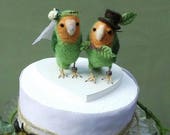 Love birds wedding cake topper, unique needle felted topper for cakes