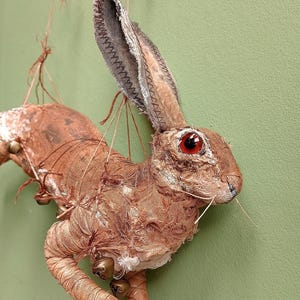 Hanging hare sculpture, unique heirloom gift