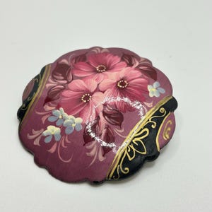 Broche vintage ruso de papel maché pintado a mano EB120