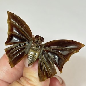 Vintage Carved Horn Butterfly Brooch EB63