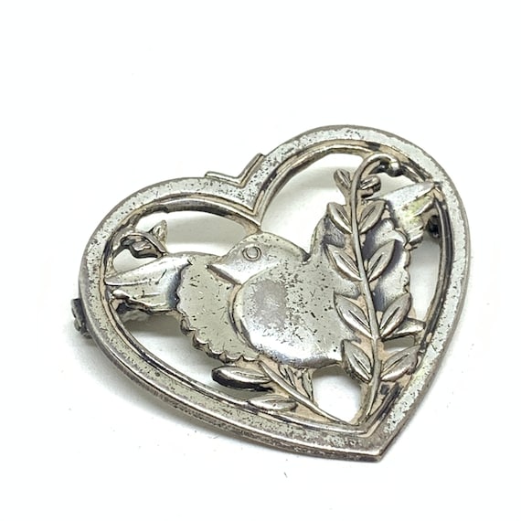 Vintage 1940s sterling silver Coro lovers heart br