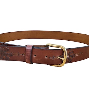 1 1/2" Floral Embossed Leather Belt