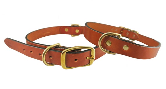 1 Heritage Leather Dog Collar With Solid Brass Hardware and Center Dee Etsy Australia