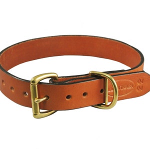 1 1/4" Heritage Leather Dog Collar with Solid Brass Hardware