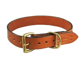 1 1/4" Heritage Leder Hundehalsband mit massivem Messing Hardware