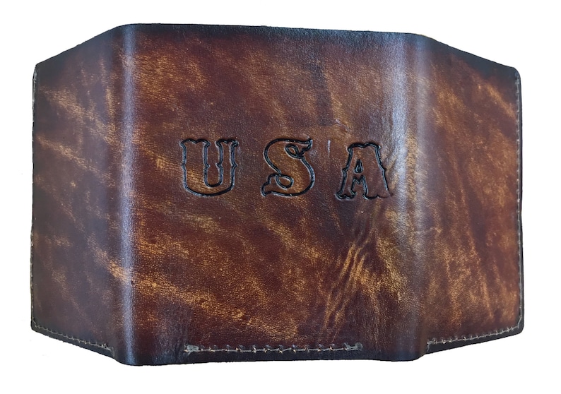 Monogrammed Mens Leather Trifold Wallet Gift for Him Etsy
