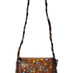 Cadeau voor haar - Womens Purse - Tooled Leather Purse - Hand Tooled handtas - Handgeschilderde lederen handtas