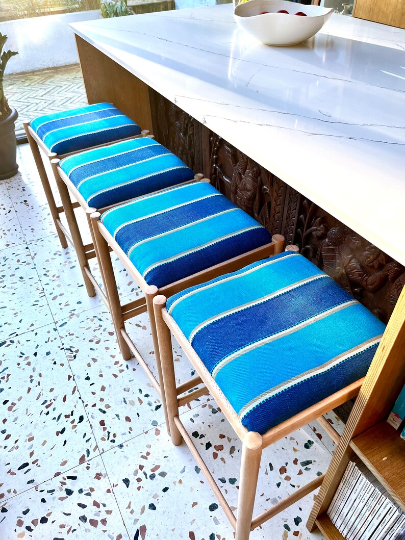 Striped Upholstered 1980's Breakfast Bar Stool - Etsy UK