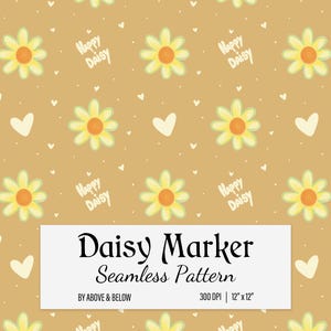 Daisy Flower Seamless Pattern: Spring Scrapbook Paper (Digital Download, 12x12in JPG
