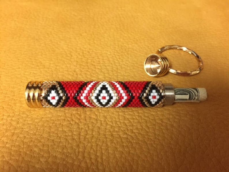Indian Design Hand Beaded Hidden Compartment Keychain in Gold Etsy