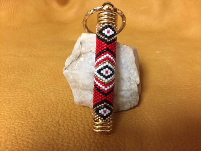 Indian Design Hand Beaded Hidden Compartment Keychain in Gold Etsy