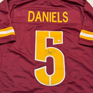 *Jayden Daniels signiertes Washington Kommandanten Fußballtrikot mit Echtheitszertifikat