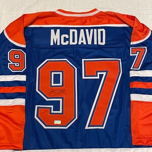 CONNOR MCDAVID BLUE OILERS AUTHENTIC REEBOK DUAL PATCH JERSEY