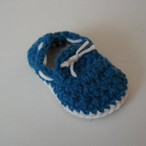 Baby Boy blue and white Crochet knitted Boat loafers shoes