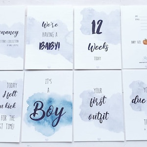 Schwangerschaft Meilensteinkarten Baby Mädchen / Baby Boy / Gender neutral in grau Aquarell