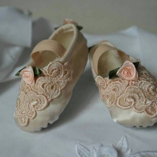 Peach Rose Baby Shoes