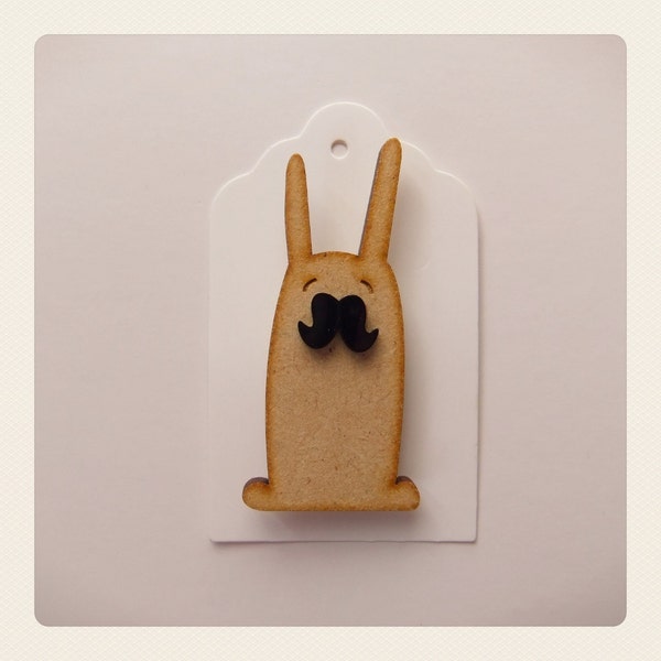 Bunny with mustache Brooch