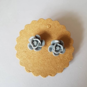 Grey Rose Earrings