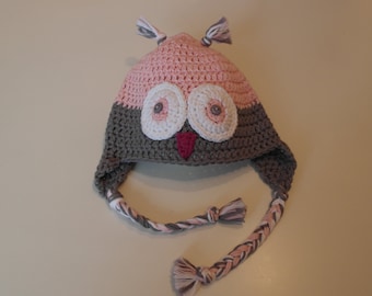 Owl Baby crochet knitted Autumn Winter Hat 3-6 months