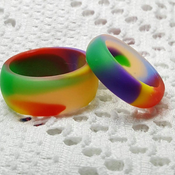 Rainbow Pride Silicone Wedding Band: Active Lifestyle Ring