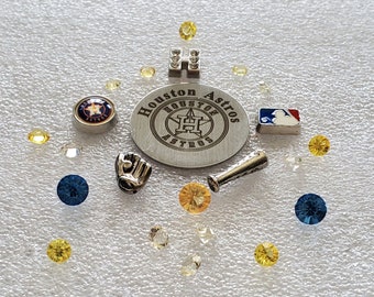 Houston Astros Plate Floating Memory Locket Set w Rhinestones