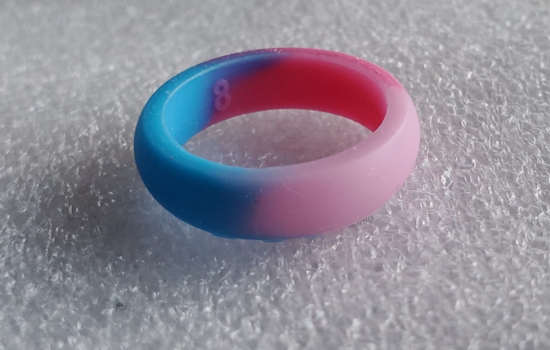 Aqua Pink Light Pink Mixed Colors Silicone Wedding Ring Size 8 - Etsy