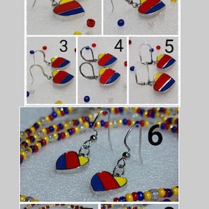 Blue Red Yellow Silver Heart Earrings Shinny Colors 5 Styles!