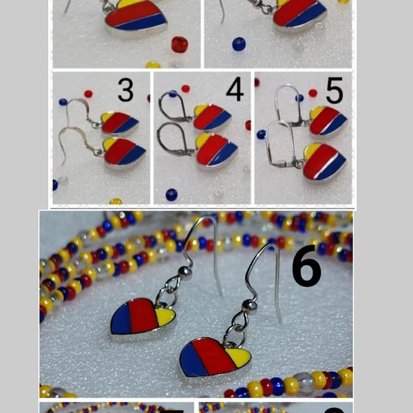 Blue Red Yellow Silver Heart Earrings Shinny Colors 5 Styles!