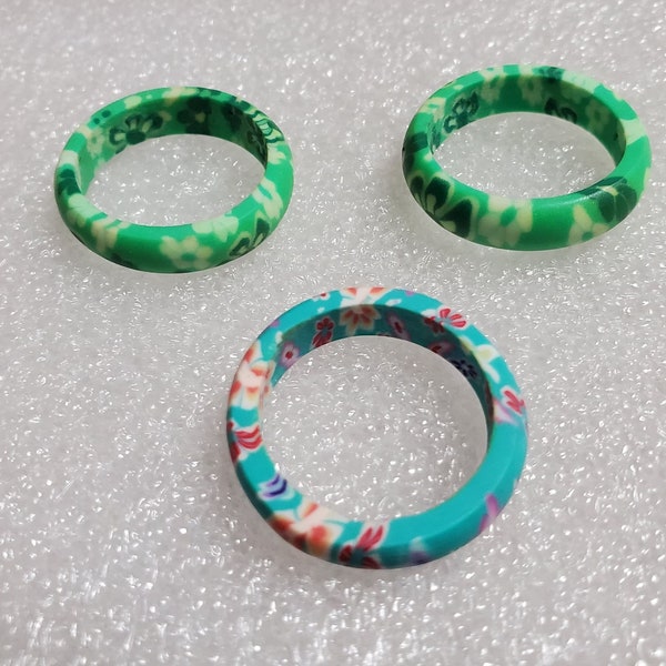 Set of 3 Polymer Clay Wedding Band Ring Size 7.5