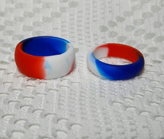 Red white and sale blue silicone ring