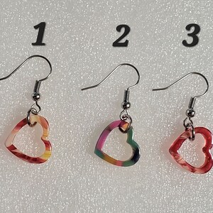 Heart Shape Earrings Acrylic Marbled Colors